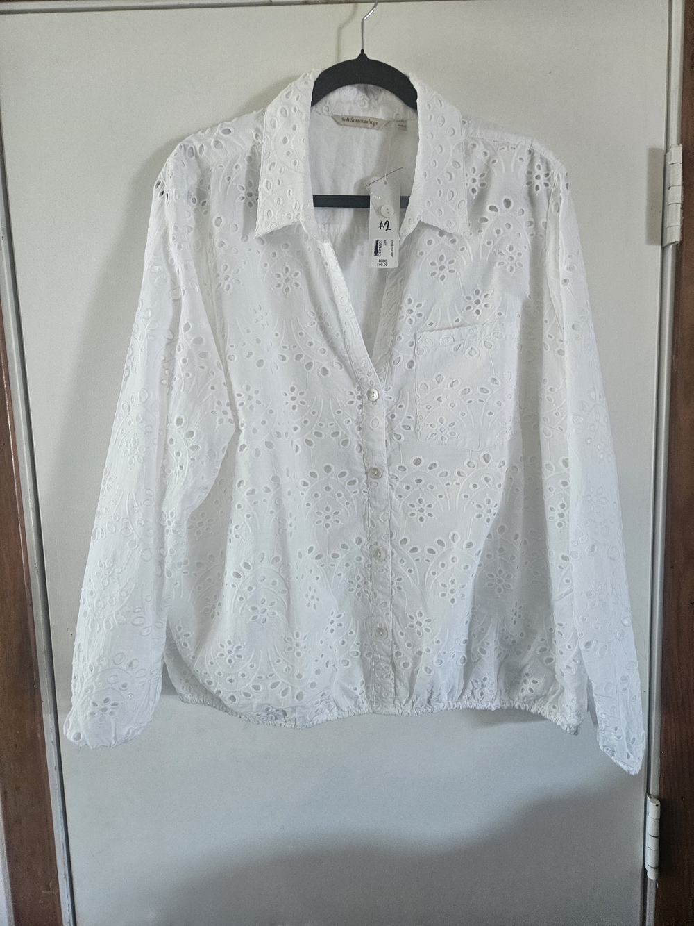 Soft Surroundings White Eyelet Button-Front Shirt